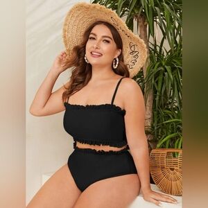 Shein Vacay ruffle Plus Size Black Bikini 4xl 24 NEW